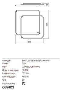 Redo 01-2662 - LED Stropna svetilka ARP LED/55W/230V črna