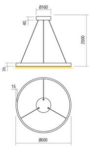 Redo 01-2867 - LED Zatemnitveni lestenec na vrvici FEBE LED/37W/230V črna