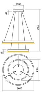 Redo 01-2891 - LED Zatemnitveni lestenec na vrvici FEBE LED/62W/230V črna