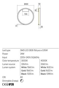 Redo 01-2819 - LED Zatemnitvena stenska svetilka FEBE LED/24W/230V črna