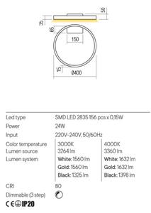 Redo 01-2835 - LED Zatemnitvena stenska svetilka FEBE LED/24W/230V zlata