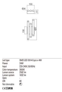 Redo 01-2038 - LED Stenska svetilka MADISON 6xLED/4W/230V črna