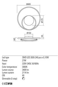 Redo 01-1790 - LED Zatemnitvena stenska svetilka TORSION LED/27W/230V bron