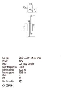 Redo 01-2033 - LED Stenska svetilka MADISON 4xLED/4W/230V zlata