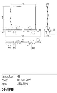 Redo 01-2377 - Lestenec na vrvici GOJI 8xG9/28W/230V črna