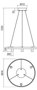 Redo 01-2490 - LED Lestenec na vrvici SUMMIT LED/38W/230V CRI 90 zlata