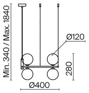 Maytoni MOD013PL-04BS1 - Lestenec na vrvici RING 4xG9/25W/230V zlata