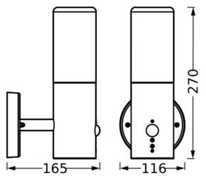 Ledvance - Zunanja stenska svetilka s senzorjem FIGO CYLINDER 1xE27/20W/230V