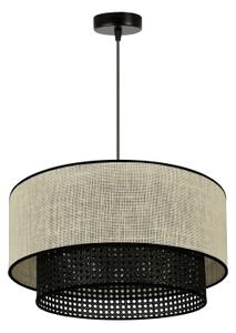 Duolla - Lestenec na vrvici RATTAN YUTE 1xE27/15W/230V pr. 45 cm krem barva/črna