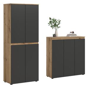 Livetastic Garderobna Omara Scarpa, Barva Hrasta, Antracit, 2 Kos