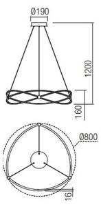 Redo 01-2254 - LED Zatemnitveni lestenec na vrvici QUARK LED/54W/230V