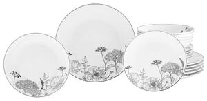 Creatable Jedilni Servis Luna Black Flower, 18-Delni