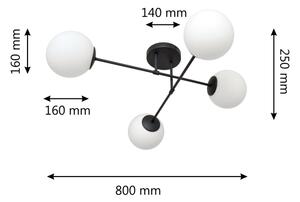 Nadgradni lestenec MOON 4xE27/15W/230V črna