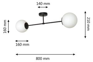 Nadgradni lestenec MOON 2xE27/15W/230V črna