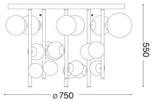 Ideal Lux - LED Lestenec na drogu PERLAGE 18xG9/3W/230V zlata