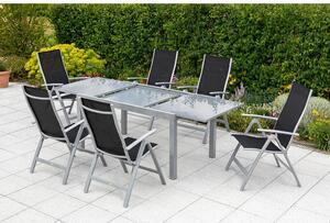 Gardenson Raztegljiva Vrtna Miza Ambia, Steklo, Aluminij, 180-250x100
