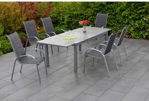 Gardenson Raztegljiva Vrtna Miza Ambia, Steklo, Aluminij, 180-250x100