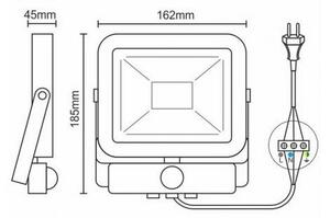 LED Reflektor s senzorjem LED/20W/265V 1800lm bílá IP65