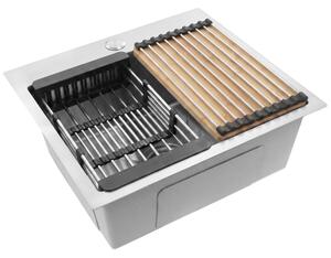 Jekleno pomivalno korito s kompletom dodatkov REA Leo 50 Brush Nickel