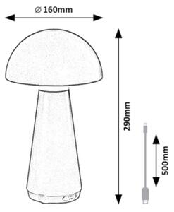 Rabalux 76007 - LED Zatemnitvena polnilna namizna svetilka na dotik ISHTAR 3W/5V 2000mAh IP44