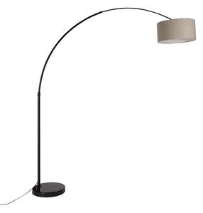 Sodobna ločna talna svetilka črna z bež boucle senčilom 50 cm - XXL