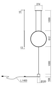 Redo 01-2197 - LED Talna svetilka SLICK LED/19W/230V črna