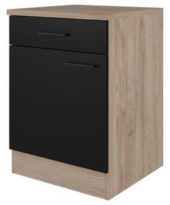 FlexWell Kuhinjska Spodnja Omarica Capri, Črna, Hrast