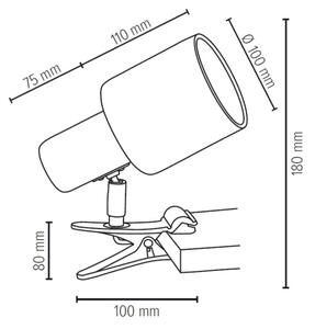 Spot-Light 2236174WK - Svetilka s sponko TREEHOUSE 1xE27/25W/230V