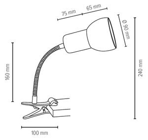 Spot-Light 2224132WF - Svetilka s sponko SVENDA 1xE27/60W/230V