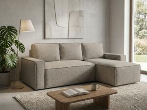 Sivo bež raztegljiva kotna sedežna garnitura SMART BOUCLE, 232x143 cm, obojestranska
