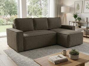 Sivo rjava raztegljiva kotna sedežna garnitura SMART BOUCLE, 232x143 cm, obojestranska
