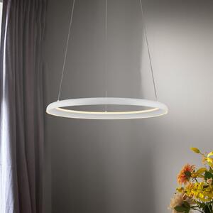 Schöner Wohnen LED-visoka svetilka QUILLO, bela, Ø 60 cm, kovina, Switchdim, zatemnjen, Bela, Dnevna soba / jedilnica, Aluminij, Sodobni