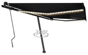 VidaXL Ročno zložljiva tenda z LED lučkami 450x350 cm antracitna