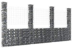 VidaXL Gabion košara U-oblike s 4 stebri železo 380x20x200 cm