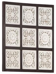 VidaXL Ročno izrezljani stenski panel MDF 60x60x1,5 cm rjav in bel