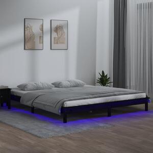 VidaXL LED posteljni okvir črn 140x190 cm trden les