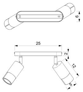 Reflektor LINK 2xGU10/8W/230V črna/medenina