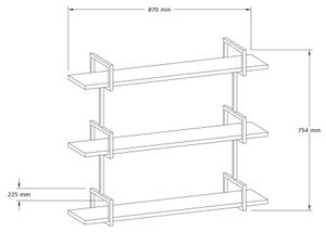 Stenska polica URAS 76x90 cm bor