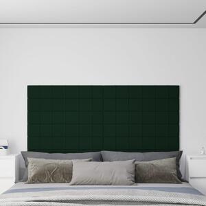 VidaXL Stenski paneli 12 kosov temno zeleni 90x15 cm žamet 1,62 m²