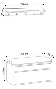 Stenski obešalnik BOBY 15x80 cm + omarica za čevlje 42x80 cm rjava/črna