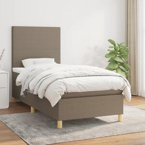 VidaXL Box spring postelja z vzmetnico taupe 100x200 cm blago