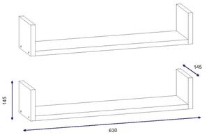 SET 2x Stenska polica IRIS 14,5x63 cm bela
