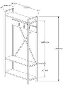 Obešalnik za hodnik ALFA 180x90 cm bela/črna