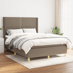 VidaXL Box spring postelja z vzmetnico taupe 140x190 cm blago