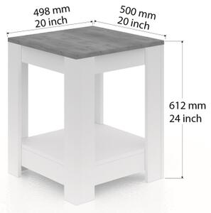 Stranska mizica GRADO 61x50 cm bela/rjava