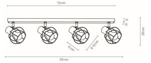 Spot-Light 26114404 - Stropni reflektor PHIPHI 4xE27/60W/230V hrast