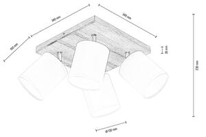 Spot-Light DO56844474 - Stropni reflektor APRILLIA 4xE27/25W/230V hrast/bela