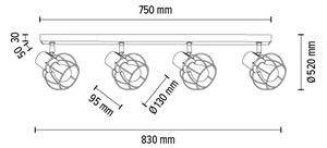 Spot-Light 26114404 - Stropni reflektor PHIPHI 4xE27/60W/230V hrast