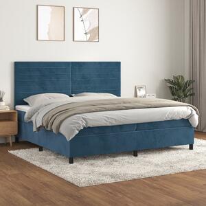 VidaXL Box spring postelja z vzmetnico temno modra 200x200 cm žamet