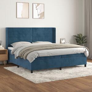 VidaXL Box spring postelja z vzmetnico temno modra 200x200 cm žamet